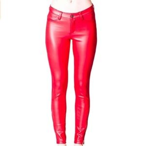 VO red leather pants with ankle zippers Xs